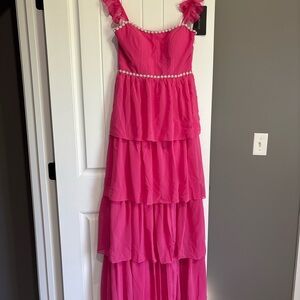 Revelry Pink Layered Wedding Dress